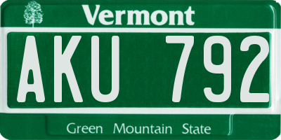 VT license plate AKU792