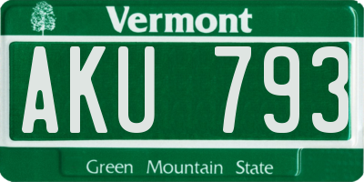 VT license plate AKU793
