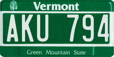 VT license plate AKU794