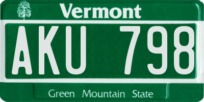 VT license plate AKU798