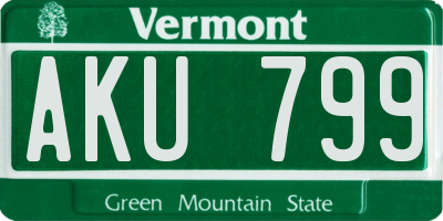 VT license plate AKU799