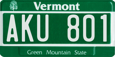 VT license plate AKU801