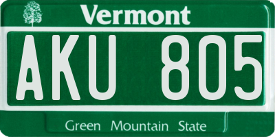 VT license plate AKU805