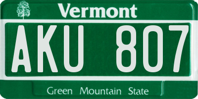 VT license plate AKU807