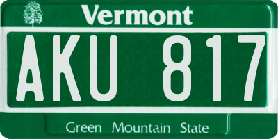 VT license plate AKU817