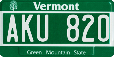 VT license plate AKU820