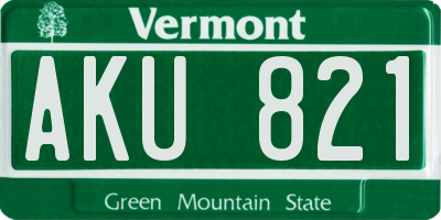 VT license plate AKU821