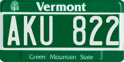 VT license plate AKU822