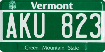 VT license plate AKU823