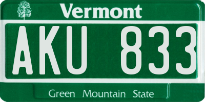 VT license plate AKU833