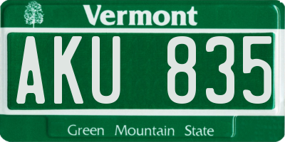 VT license plate AKU835