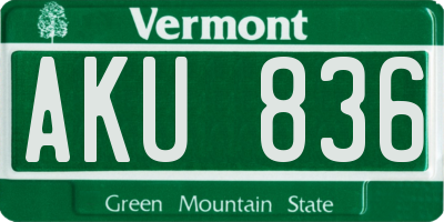 VT license plate AKU836
