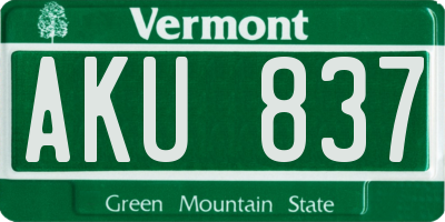 VT license plate AKU837
