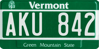 VT license plate AKU842