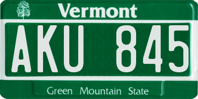 VT license plate AKU845