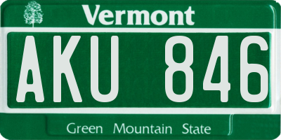 VT license plate AKU846