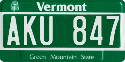VT license plate AKU847
