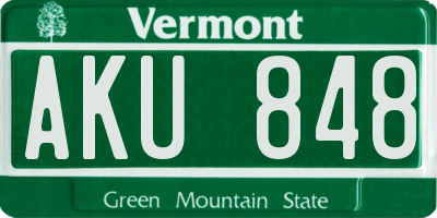 VT license plate AKU848