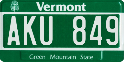 VT license plate AKU849