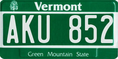 VT license plate AKU852