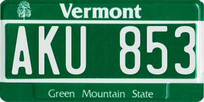 VT license plate AKU853