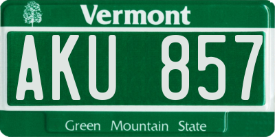 VT license plate AKU857