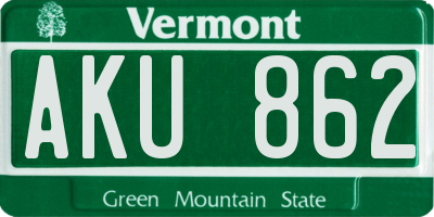 VT license plate AKU862