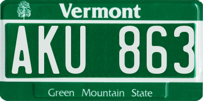 VT license plate AKU863