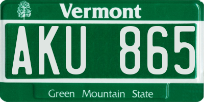 VT license plate AKU865