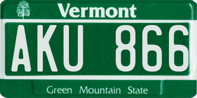 VT license plate AKU866