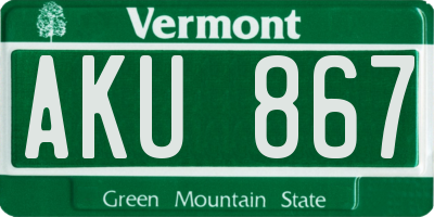 VT license plate AKU867