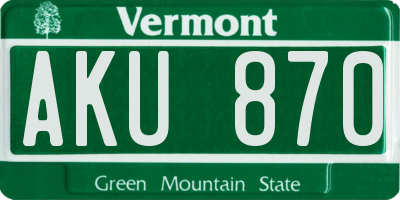VT license plate AKU870