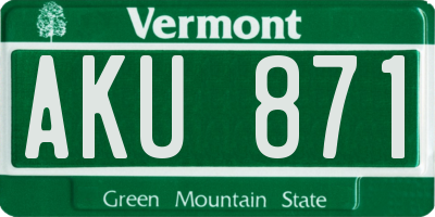 VT license plate AKU871