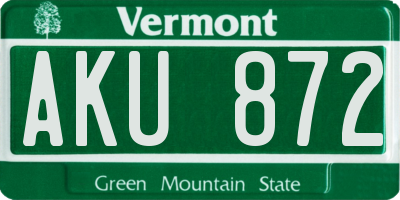 VT license plate AKU872