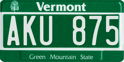 VT license plate AKU875