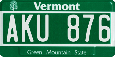 VT license plate AKU876