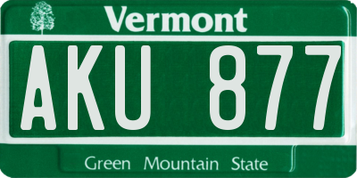 VT license plate AKU877