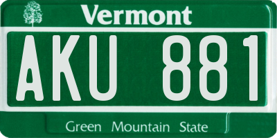 VT license plate AKU881