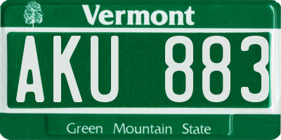 VT license plate AKU883