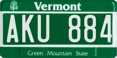 VT license plate AKU884