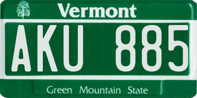 VT license plate AKU885