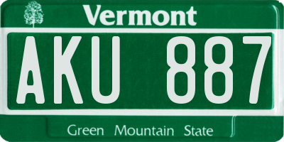 VT license plate AKU887