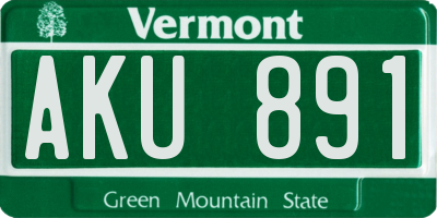 VT license plate AKU891