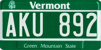 VT license plate AKU892