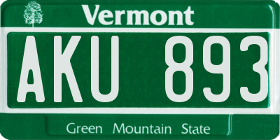 VT license plate AKU893