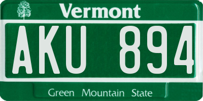 VT license plate AKU894