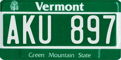 VT license plate AKU897