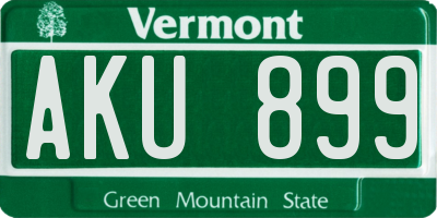 VT license plate AKU899