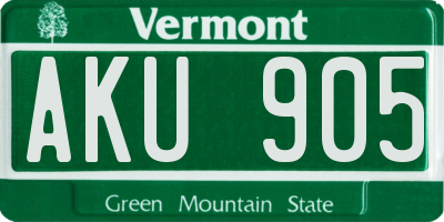 VT license plate AKU905