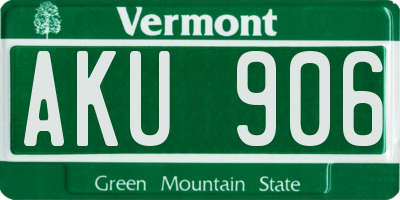 VT license plate AKU906